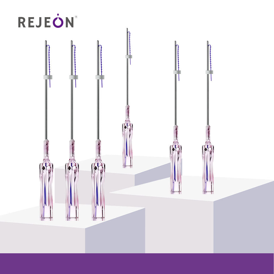 Rejeon Absorbable PDO Cog Thread 19g 100mm 3D 4D Barbed Thread Lifting OEM for Clinic Use