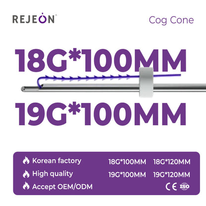 Rejeon PDO Cog Thread 19g 100mm Barbed Absorbable Suture Thread for Beauty Salon OEM Wholesale