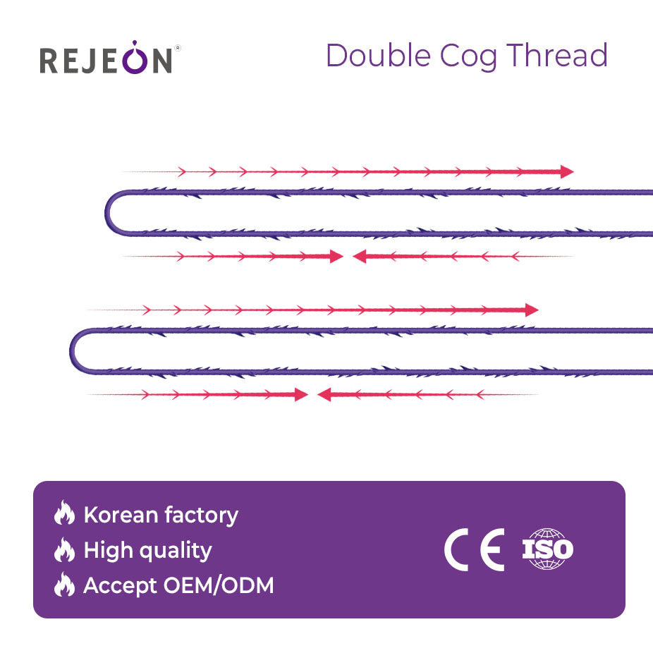 Rejeon Korea PDO Double Cog Thread 21G 60mm Absorbable Lifting Thread OEM