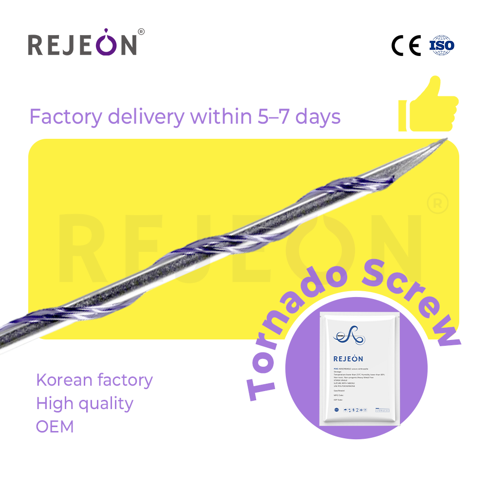 PDO Thread Lift Korea Tornado Screw 27G 50mm for Facial Contouring